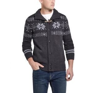 Weatherproof Vintage Snowflake Button Front Cardigan Sweater L